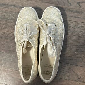 Kate spade less glitter white side 9 platform sneakers see all flaws captured